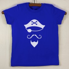 Lapis Blue T Shirt with White Pirate