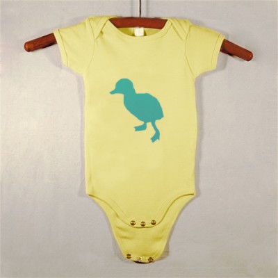 Yellow Onesie with Green Duck